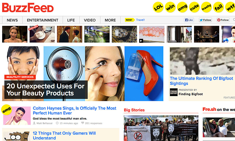 BuzzFeed home page