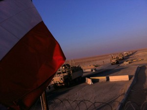 IPhone photo of U.S. troops entering Kuwait from Iraq.