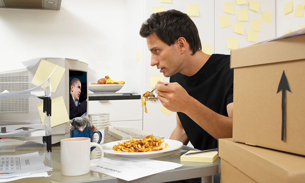 AJR photo illustration. Man eating pasta: Victor1558/Flickr. Mole: Mick E. Talbot/Flickr. Barack Obama: Shutterstock/spirit of america