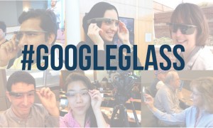 Participants experiment with Google Glass at the recent Journalism Interactive conference at the University of Maryland.