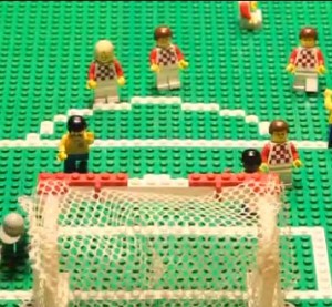 Look at the Lego guys playing soccer. Aren't they cute? Screenshot from The Guardian's Brick-by-Brick series.