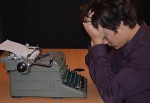 Cory Blair and his typewriter