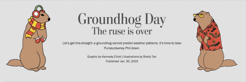 A screenshot from The Washington Post's recent data visualization project on Groundhog Day.