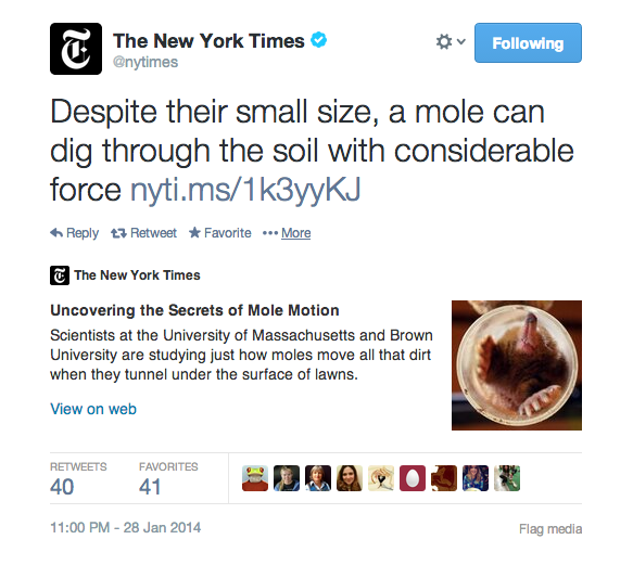 Screenshot of a tweet by The New York Times 
