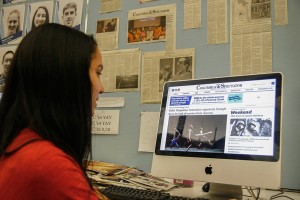 Nicole Santoro, a junior at Columbia University and staff member of the  student-run Columbia Daily Spectator, looks at the online edition.