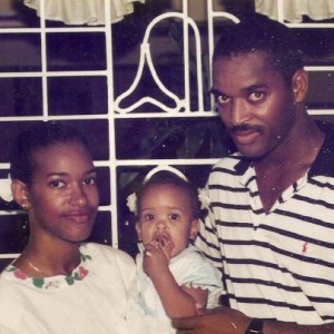 The author as a baby with her mother and father. She grew up in Jamaica. 