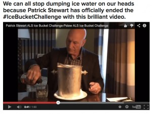 BuzzFeed covers Patrick Stewart's approach to the ice bucket challenge.
