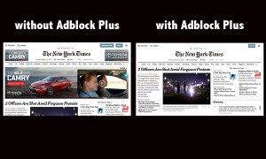 Adblock Plus removed the large Camry commercial from the top of  the New York Times homepage.